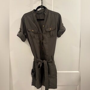 New York & Company Olive Green Utility Romper